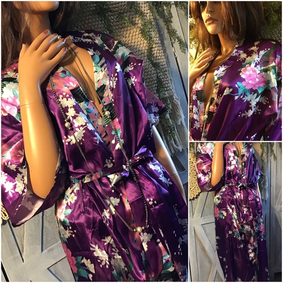 Wandering Hippie Other - Silky Peacock Violet Robe Cover-Up